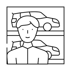 automobile car seller line icon vector. automobile car seller sign. isolated contour symbol black illustration