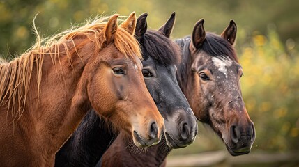 Fototapeta premium A group of inquisitive horse females