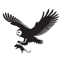 Obraz premium Snowy owl Bird, polar owl Clipart, white owl silhouette, Arctic owl illustration in black and white 