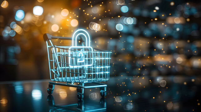 Secure Online Transactions Privacy Assurance, privacy assurance in online transactions with an image depicting a secure padlock icon beside a payment gateway or shopping cart, design