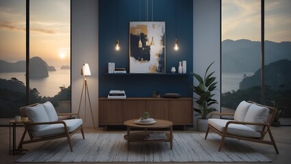 modern living room with fireplace