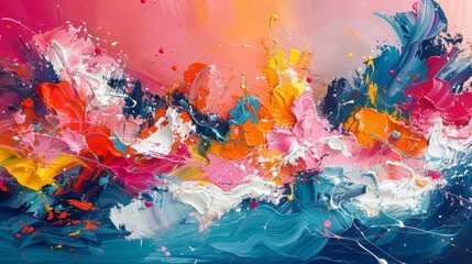 Colorful abstract painting with bold, dynamic brushstrokes