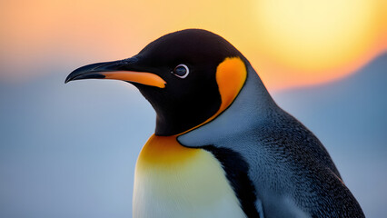 penguin sunset