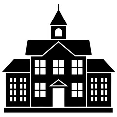 School Building Silhouette Vector Art Illustration