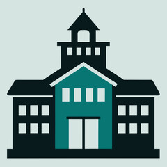 School Building Silhouette Vector Art Illustration