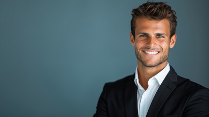 Smiling Professional Man in Dark Suit
