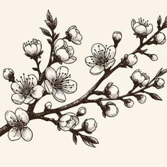 Free vector Hand drawn cherry blossom branch