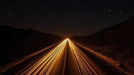 Fototapeta premium Night Road with Starry Sky