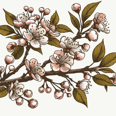 Free vector Hand drawn cherry blossom branch