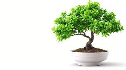 Fototapeta premium Vibrant Bonsai Tree in White Pot