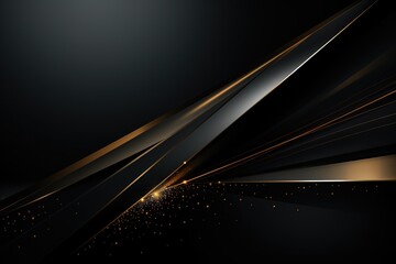 Abstract black and gold geometric background with glitter.