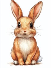 Fototapeta premium Cute Sitting Bunny with Big Eyes
