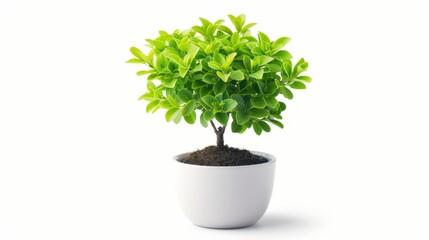 Potted Green Plant on White Background