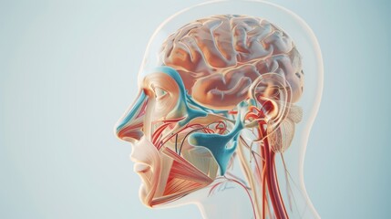 Obraz premium 3D Medical Illustration of Human Head Anatomy