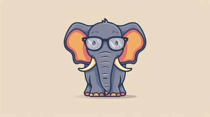 Cute Cartoon Elephant with Glasses Illustration