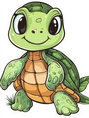 Fototapeta premium Cartoon Illustration of a Smiling Turtle
