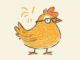 Fototapeta premium Cartoon chicken with glasses illustration