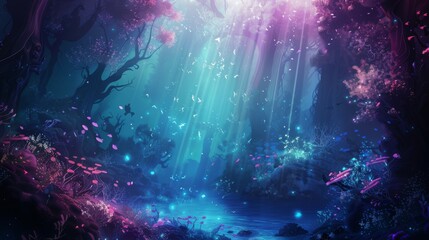 A forest with a tree and a sign that says alien