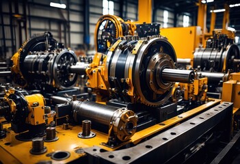 Fototapeta premium vibrant dynamic visuals showcasing modern industrial equipment action innovative designs engaging motion elements, technology, machinery, performance