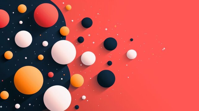 Colorful abstract spheres on geometric background