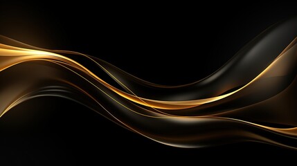 Abstract golden waves on black background.