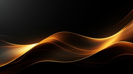Abstract golden waves on black background.