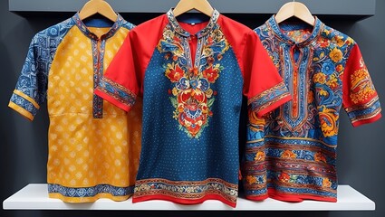 Naklejka premium scarves for sale at a market stall