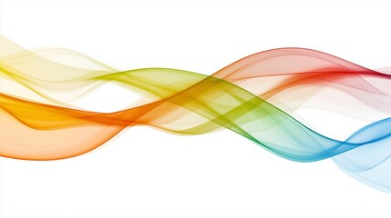 Abstract multicolored wave lines on a white background