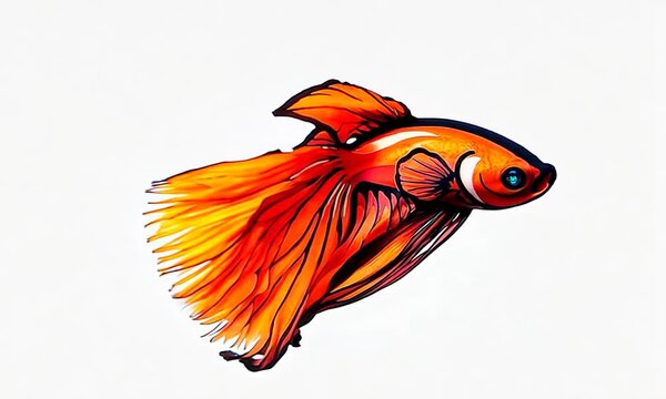 Orange Betta Fish Illustration