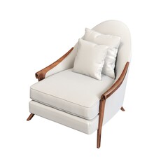 armchair isolated on white background, comfortable furniture for home interior, 3D illustration, cg render
