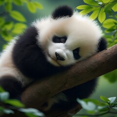 Obraz premium Sleeping giant panda baby