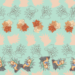 Obraz premium Cute Little Bookworm Inspired Repeat Pattern Design
