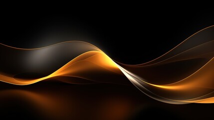 Abstract golden waves on black background.