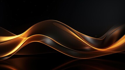 Abstract golden waves on black background.
