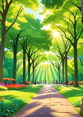 A beautiful green park in a big city