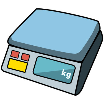recommend clip art: Scale kitchen digital electronic. vector flat cartoon illustration