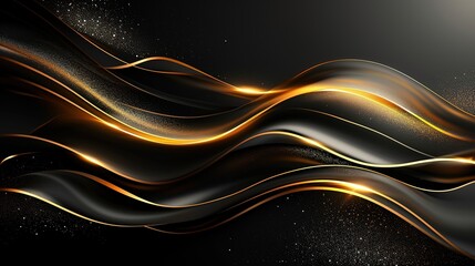 Abstract black and gold wave background.