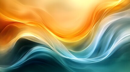 Golden-Teal Abstract Background with Soft Edges and Blurred Details, Elegantly Flowing Curves and Harmonious Color Gradient, Capturing a Modern, Minimalist Aesthetic