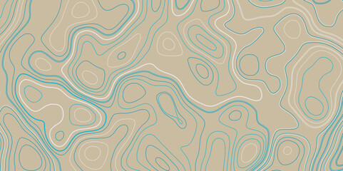 The concept of a conditional geography scheme and  contour line map vector. Ocean Depth Relief Line Art Illustration.
