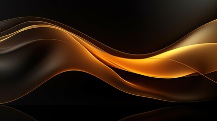 Abstract golden waves on black background.