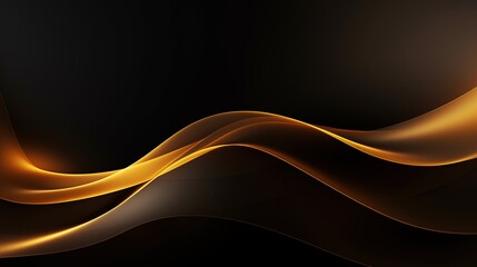 Abstract golden waves on black background.