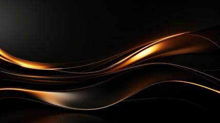Abstract golden waves on black background.