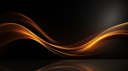 Abstract golden waves on black background.