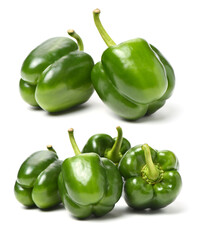 fresh green bell pepper (capsicum) on a white background