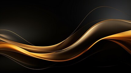 Abstract golden waves on black background.