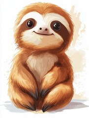 Obraz premium Cute Sloth Illustration with Big Eyes