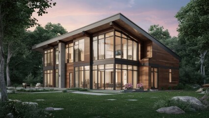 Obraz premium a modern house of glass.