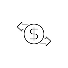 Currency Exchange Icon - Money Circulation Symbol with Dollar Sign and Arrows for Financial Transactions, Banking Services, Economic Trade Concepts, Global Economy Illustration
