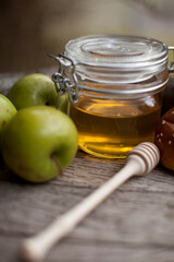 Honey and apples. Autumn still life