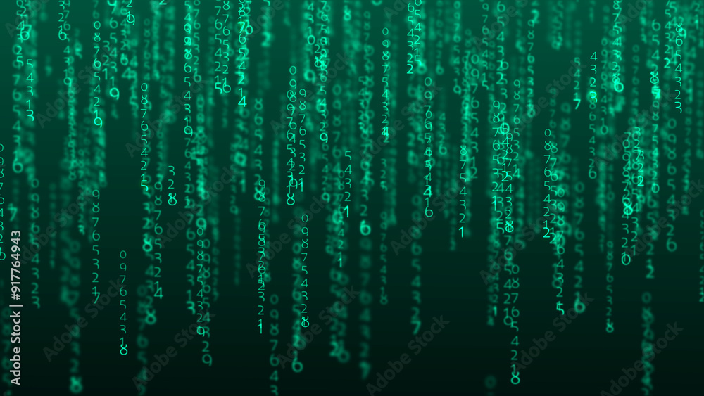 Poster cyberspace background with a set of numbers. big data visualization. abstract matrix. technology or 